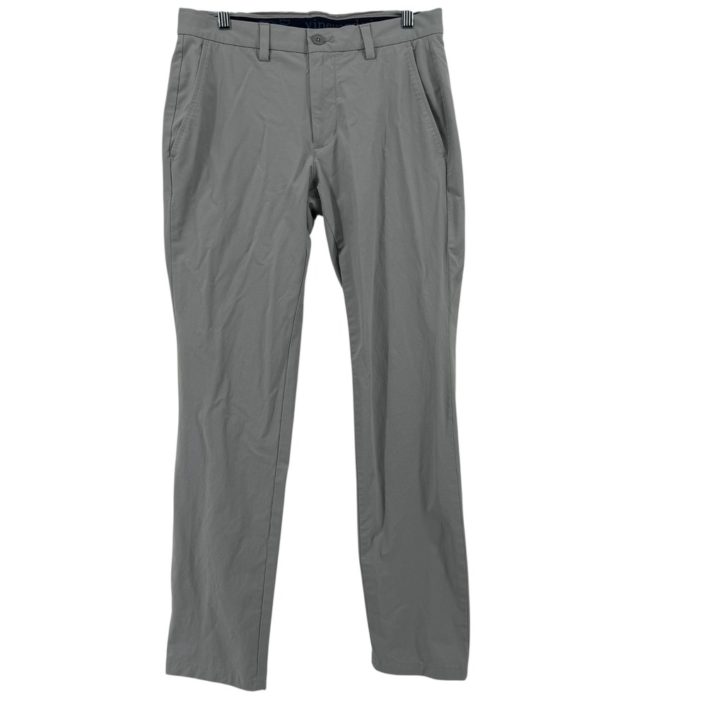 Vineyard Vines Performance Golf Pants Men Gray 30x31 Flat Front Chino Stretch